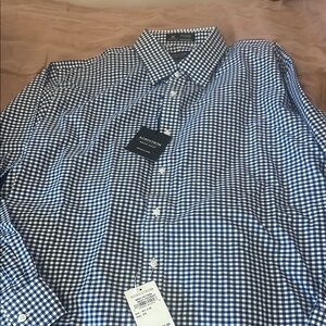 Men's 16 1/2 Nordstrom’s Men’s Shop Blue Gingham Button-Down Wrinkle Free  Shirt